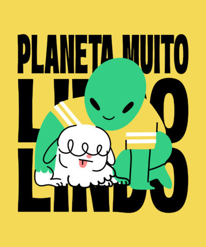 T-Shirt Design Maker Featuring a Cute Alien with a Puppy 4900j 6118