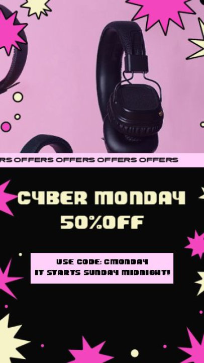 Cyber Monday-Themed Instagram Story Video Generator With a Big Offer Ad 7147