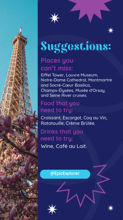 Instagram Story Generator With Travel Ideas to Visit Paris