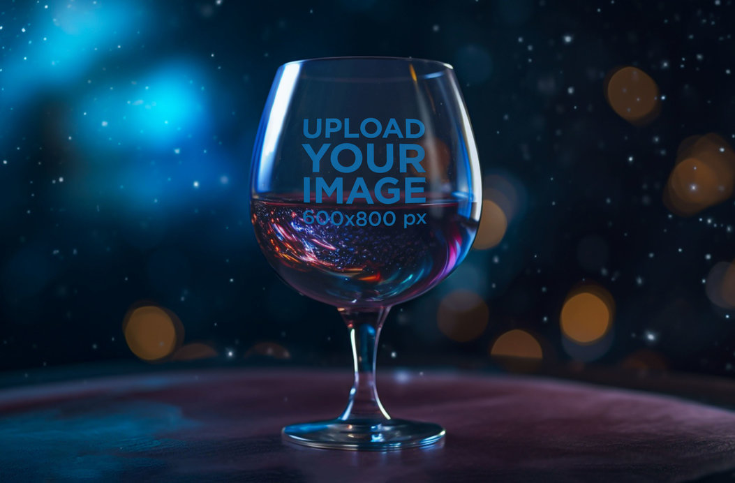 AI-Generated Mockup Featuring a Cinematic Shot of a Wine Glass