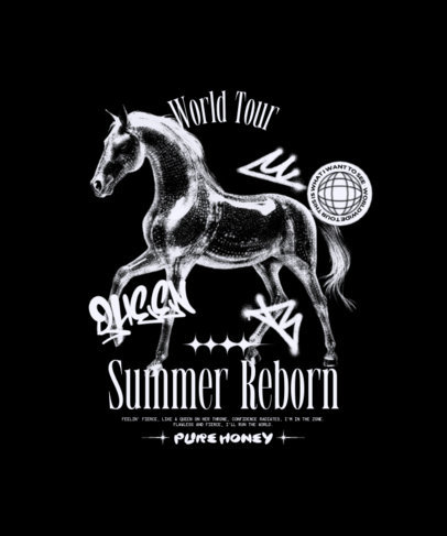 T-Shirt Design Template With an AI-Generated Horse Inspired by the Beyonce Renaissance Tour 6926j-5955