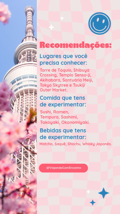 Travel-Themed Instagram Story Maker Featuring Trip Recommendations for Tokyo