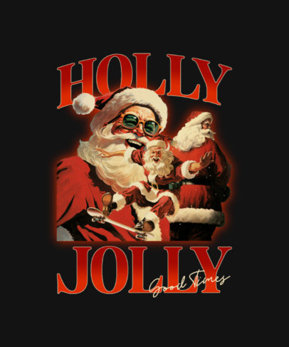 T-Shirt Design Maker Featuring an AI-Generated Santa Claus and a Bootleg Style