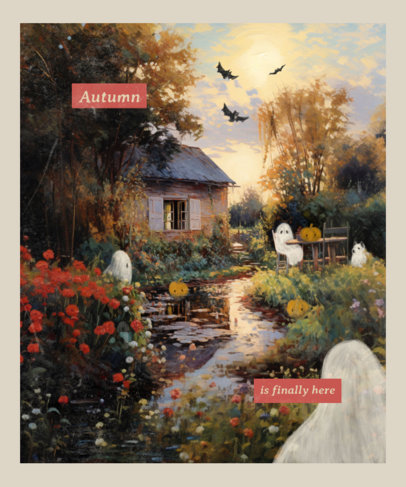 T-Shirt Design Creator Featuring a Fall Theme With AI-Generated Ghost Graphics 3744m-5956