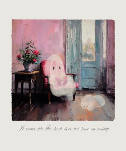 T-Shirt Design Template Inspired by a Ghost Vintage Painting With AI-Generated Illustrations 5166h-5956