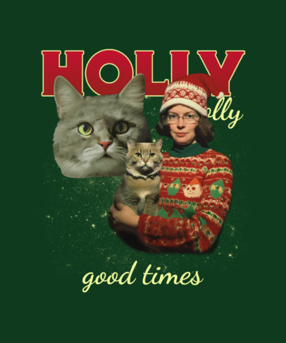 Cats-Themed T-Shirt Design Generator Featuring a Xmas Bootleg Style