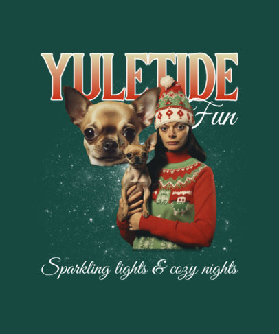 T-Shirt Design Template With a Bootleg Aesthetic for Christmas