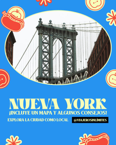 Instagram Post Generator Featuring a New York City Map and Travel Tips