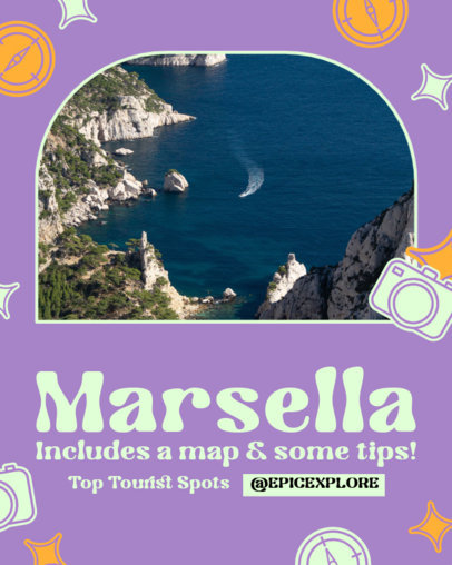 Instagram Post Maker Featuring Marsella's Top Tourist Spots