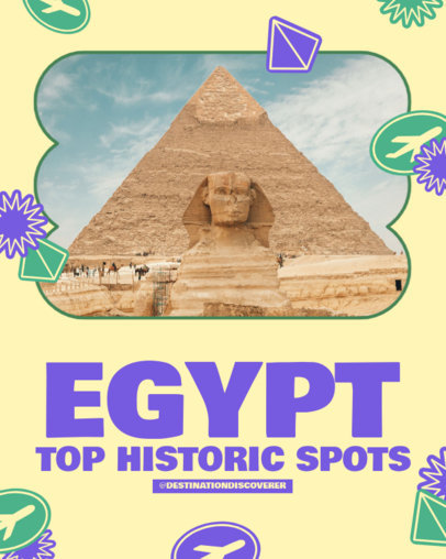 Instagram Post Template with a Travel Guide to Egypt's Historic Spots