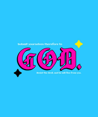 T-Shirt Design Template Featuring a Modern Aesthetic and a Christian Quote