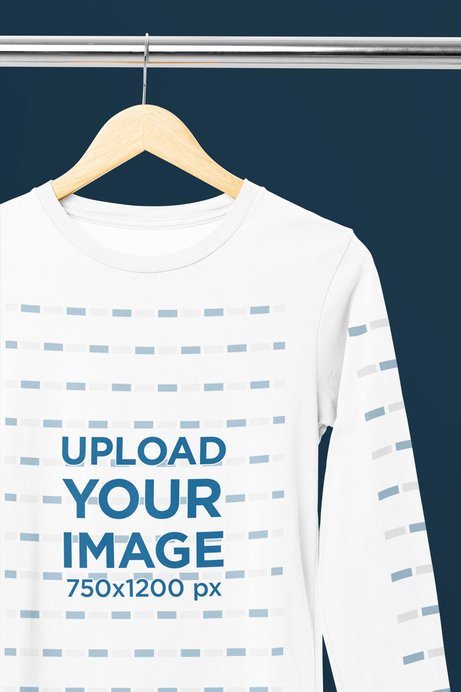 Mockup of a Round-Neck Bella Canvas T-Shirt with Customizable Long Sleeves