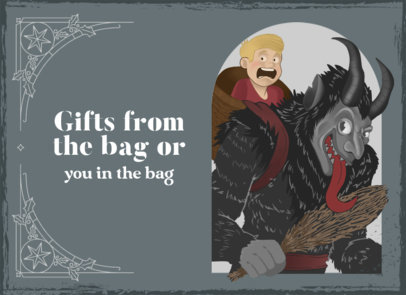 Greeting Card Maker for Christmas with a Krampus Illustration