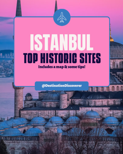 Instagram Post Creator Featuring a Guide for Istanbul's Historic Sites