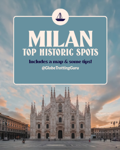 Instagram Post Generator Featuring a List of Historic Spots in Milan