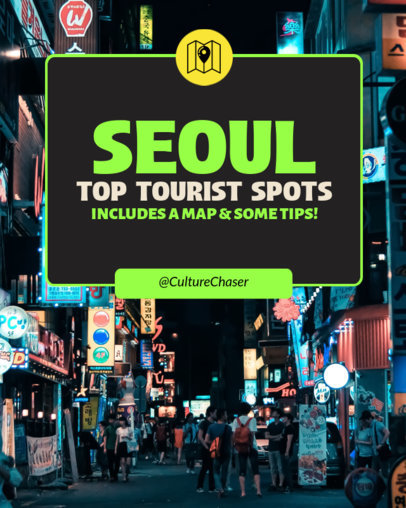 Instagram Post Maker Featuring a List of Top Tourist Spots in Seoul