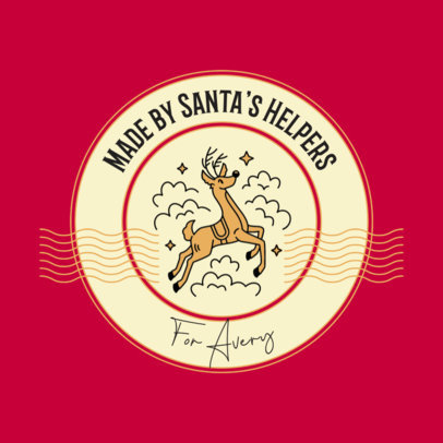 Sticker Design Template with a Happy Santa Claus Reindeer 6126d