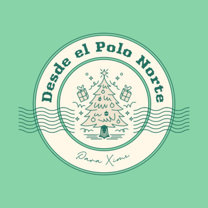 Retro Sticker Design Template with a Christmas Tree Illustration  6126h