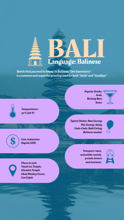 Instagram Story Creator with Useful Information for a Bali Trip