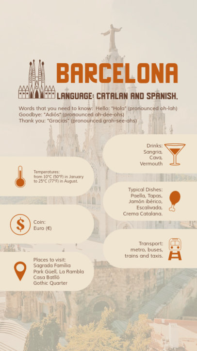 Instagram Story Template with Helpful Facts About Barcelona
