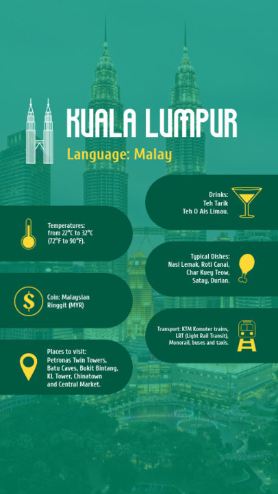 Instagram Story Generator Featuring Travel Tips for Kuala Lumpur
