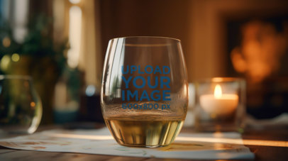 AI-Generated Mockup of a Stemless Wine Glass