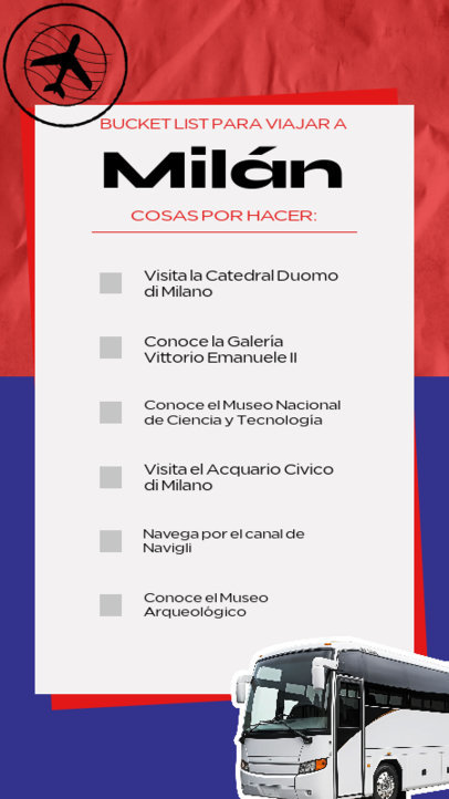 Instagram Story Maker Featuring a Bucket List for Milan