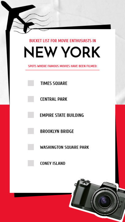 Instagram Story Creator Featuring a NYC Bucket List for Movie Enthusiasts 5946c