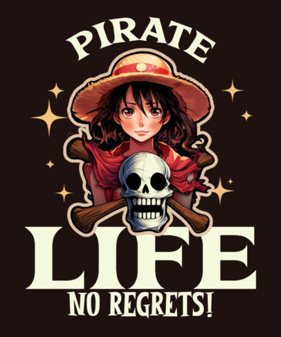 T-Shirt Design Generator Featuring a One Piece-Inspired Anime Graphic