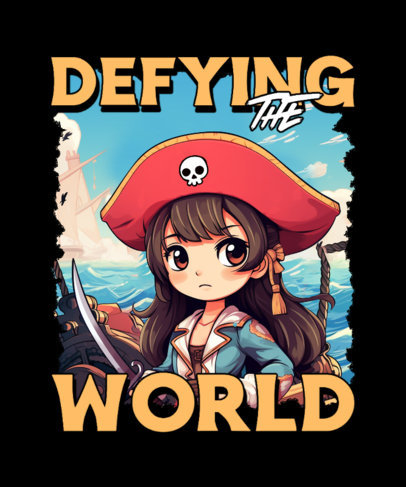 Anime T-Shirt Design Creator With a One Piece-Inspired Pirate Girl Graphic