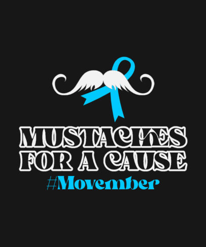 T-Shirt Design Creator for Movember with a Mustache and a Blue Ribbon 5898n 6146