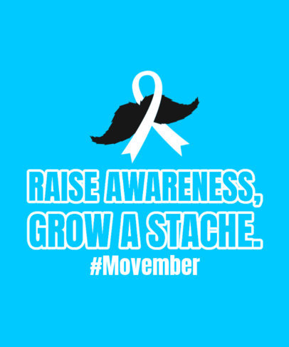 Movember-Themed T-Shirt Design Template Featuring an Illustrated Mustache 5898o 6146