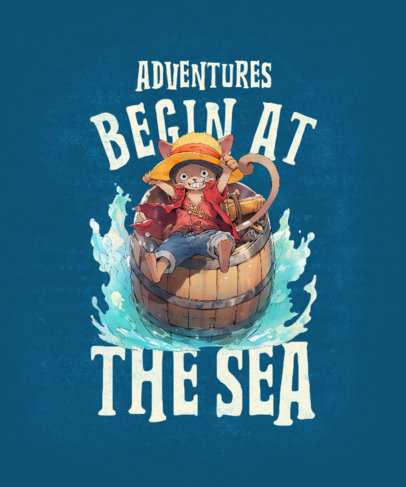 Quote T-Shirt Design Template With an Illustration Inspired by One Piece
