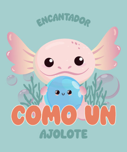 T-Shirt Design Creator Featuring a Cute Axolotl with a Sea Bubble 5963g