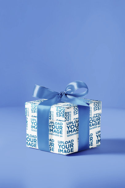 AI-Generated Mockup of a Gift Covered in Wrapping Paper Placed Against a Customizable Background
