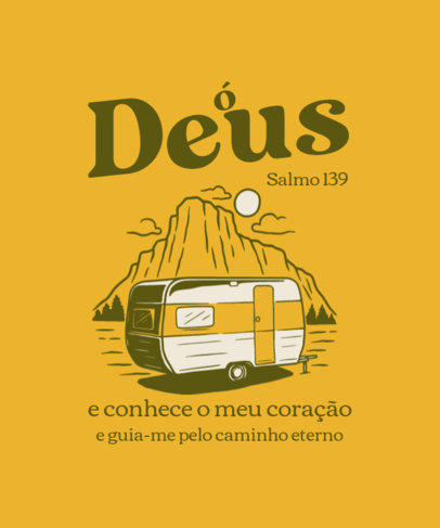 Illustrated T-Shirt Design Generator With an Outdoor Scene Graphic and a Bible Verse