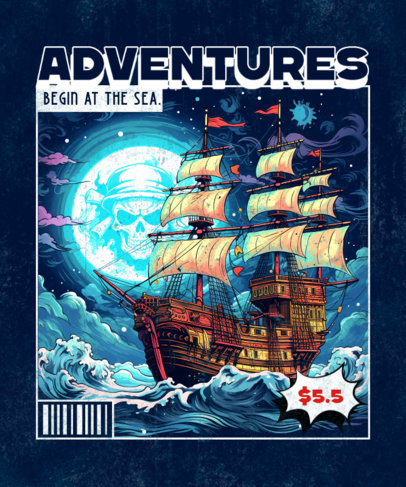 Comic-Themed T-Shirt Design Template Featuring a One Piece-Inspired Illustration