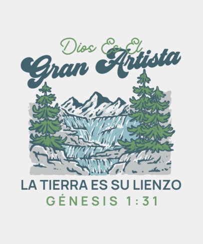 Illustrated T-Shirt Design Template With a Boho-Styled Graphic and a Christian Verse