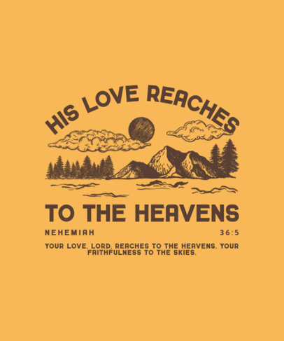 T-Shirt Design Template Featuring a Bible Verse and a Boho-Styled Graphic