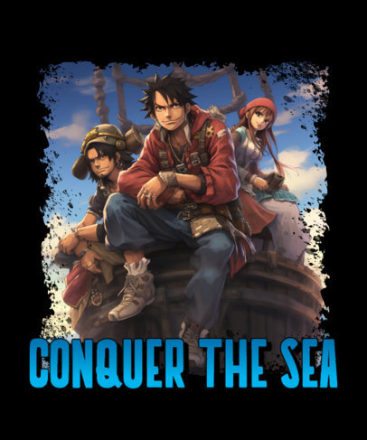 AI-Themed T-Shirt Design Generator With a One Piece-Inspired Graphic