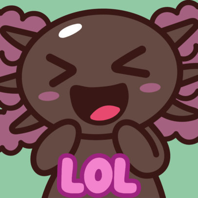 Twitch Emote Template Featuring a Laughing Axolotl Illustration 5965d
