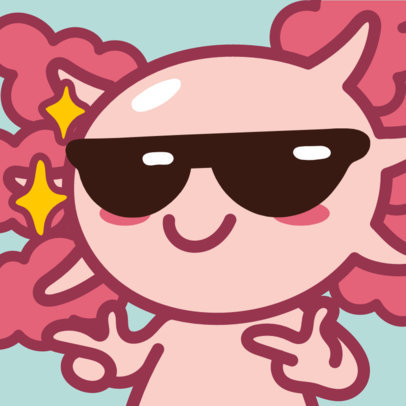 Twitch Emote Generator Featuring an Illustrated Axolotl with Sunglasses 5965e