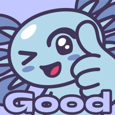 Twitch Emote Template Featuring a Cool Axolotl with a Winking Eye 5965g