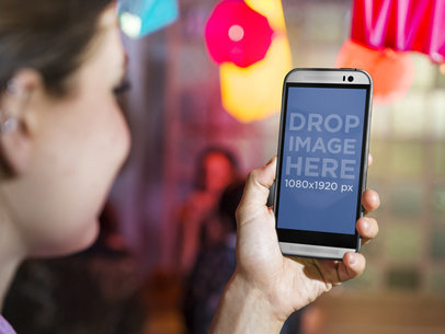 Android Mockup Generator of Woman Partying With HTC One