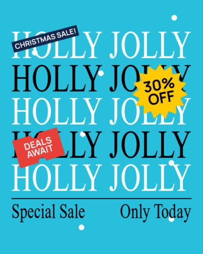 Instagram Post Template with Repetitive Text and Colorful Graphics for Xmas Discounts 6639i