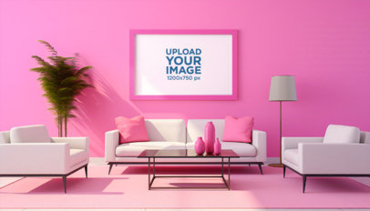 AI-Created Mockup of an Art Print Placed in a Barbie-Inspired Room