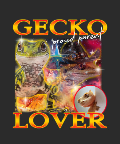 T-Shirt Design Template Featuring Cute Gecko Illustrations Created by AI