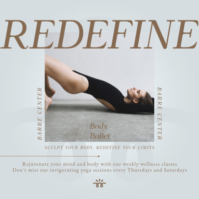 Training Coach Instagram Post Creator Featuring an Ad for a Barre Workout Studio 6128b