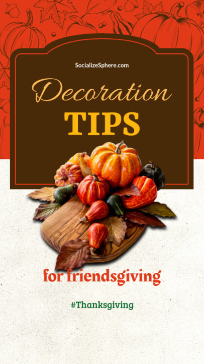 Instagram Story Creator Featuring Decoration Tips for a Friendsgiving Reunion