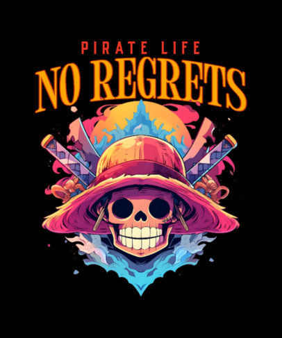 Anime T-Shirt Design Maker Featuring a Pirate Inspired by One Piece